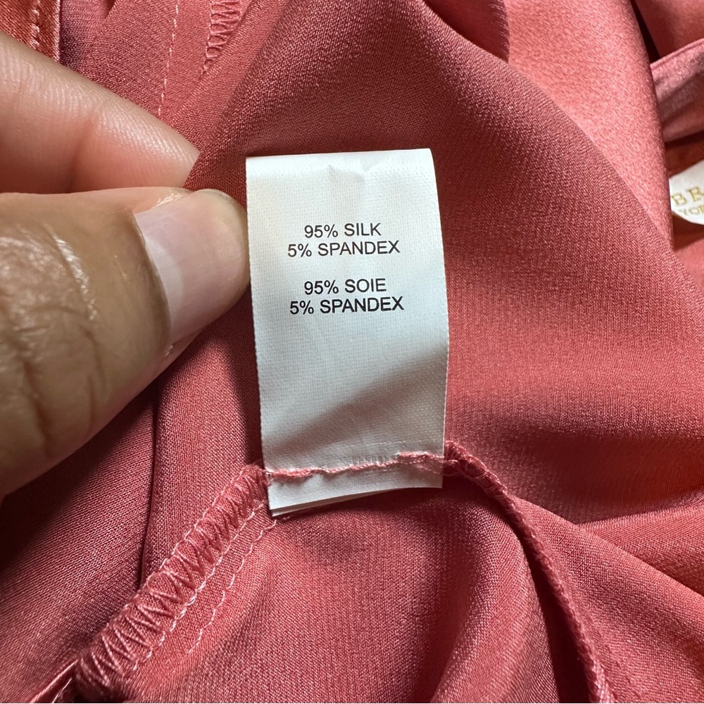 Ramy Brook Lori Silk High Neck Bow Halter Blouse in Deep Blush - Size Large - Picture 9 of 14